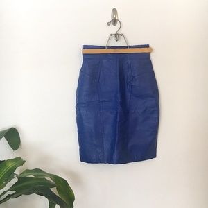 Vintage | 1980s Blue High-Waisted Leather Skirt